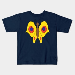 Yellow butterfly with red blue spots doodle drawing Kids T-Shirt